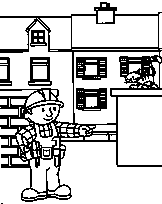 coloriage bob le bricoleur devant la maison